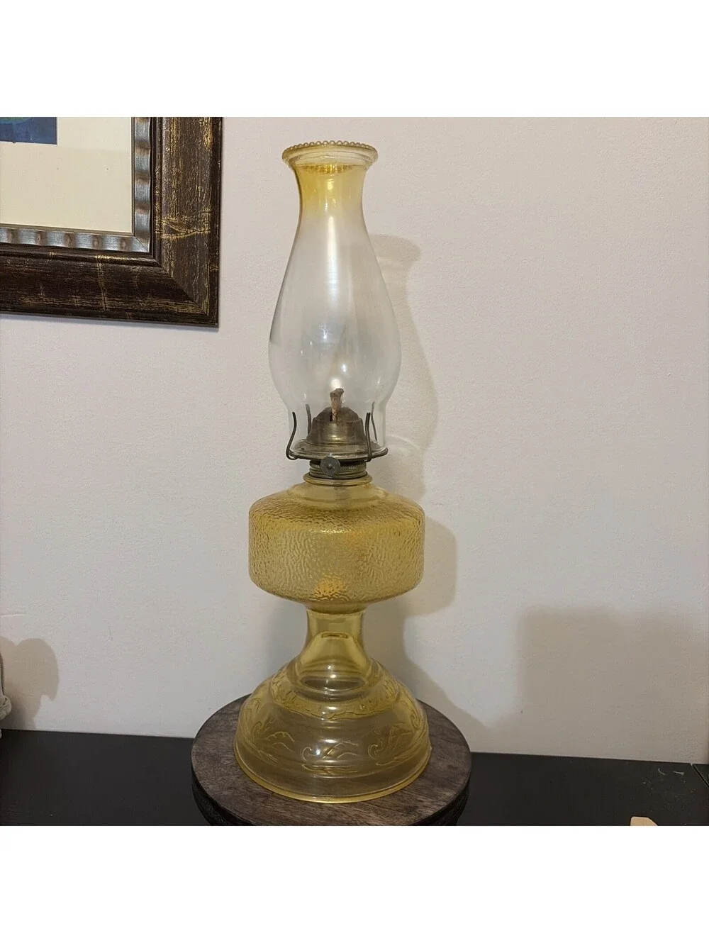 Vintage Eagle Wick Amber Glass Kerosene 18.25